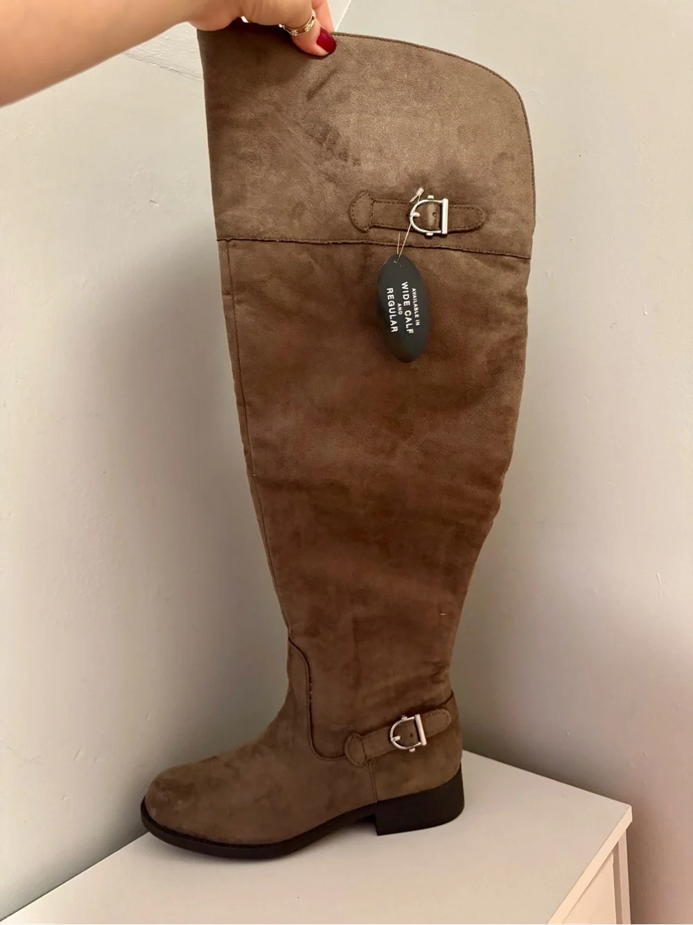NIB American Rag Aadarra Truffle Taupe Over-The-Knee Wide Calf Boots Size 7M